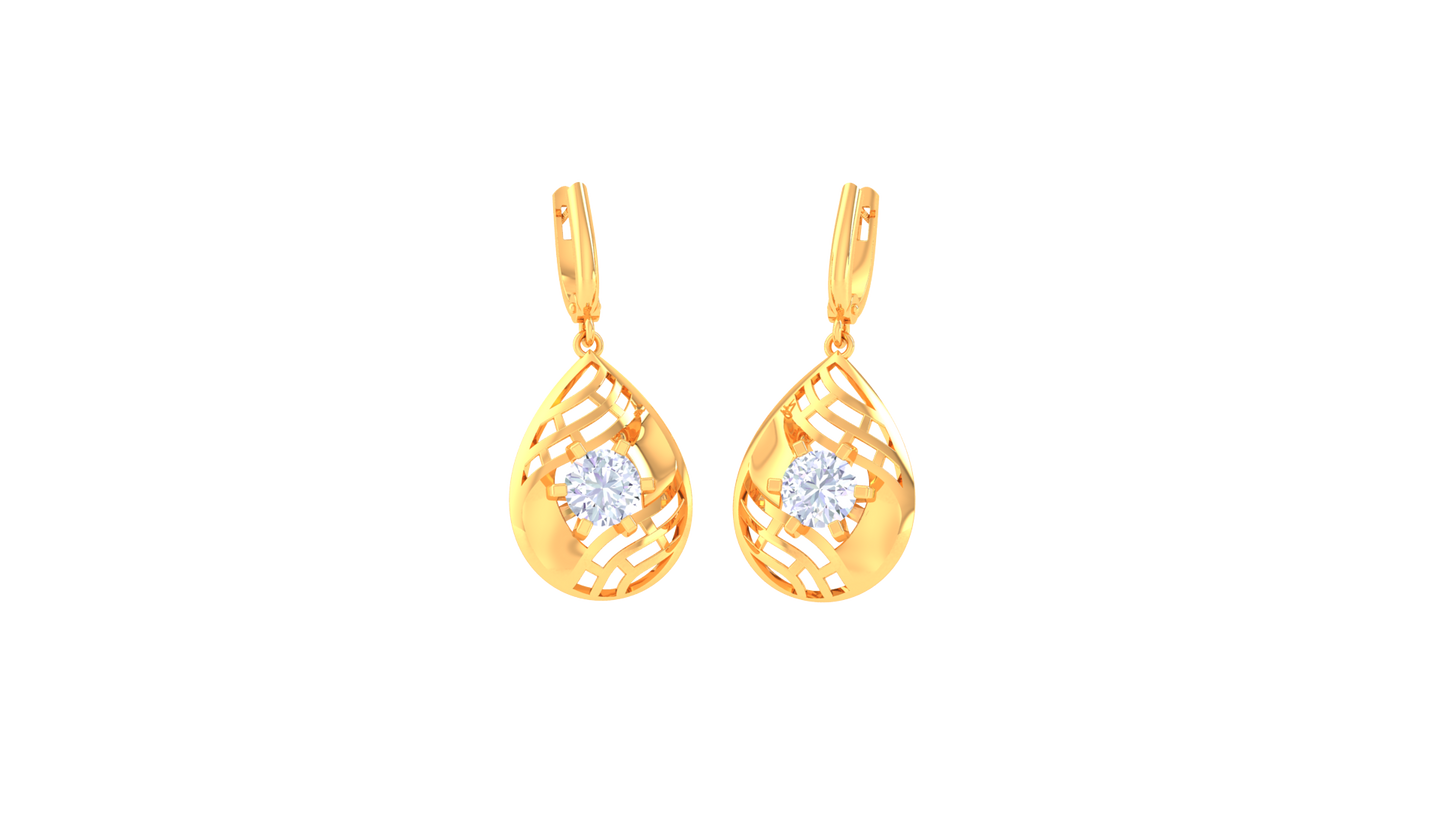 Shimmer Flow Golden Hoop Earrings - 0.64 Ct Round Diamond