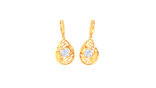 Shimmer Flow Golden Hoop Earrings - 0.64 Ct Round Diamond