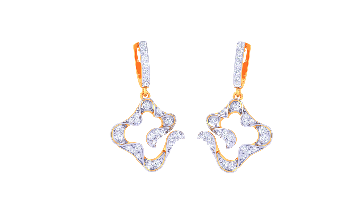 The Quatrefoil Scroll Hoop Earrings - 0.64 Ct Diamonds