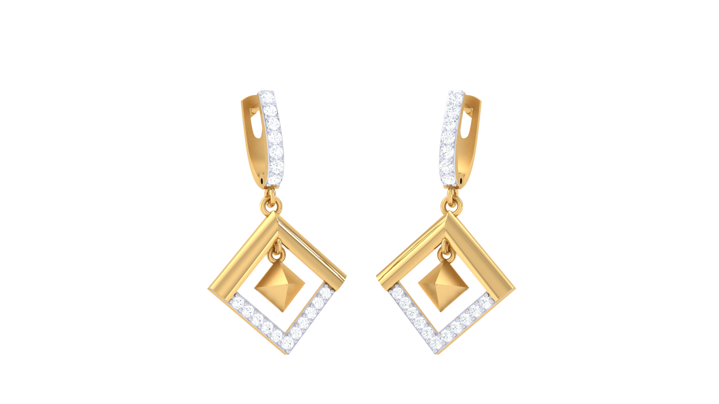 Square Orbit Diamond Hoop Earrings In Gold – 0.30 Ct