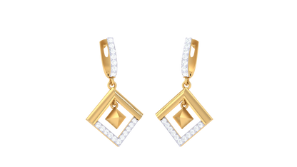 Square Orbit Diamond Hoop Earrings In Gold – 0.30 Ct