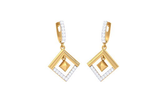 Square Orbit Diamond Hoop Earrings In Gold – 0.30 Ct
