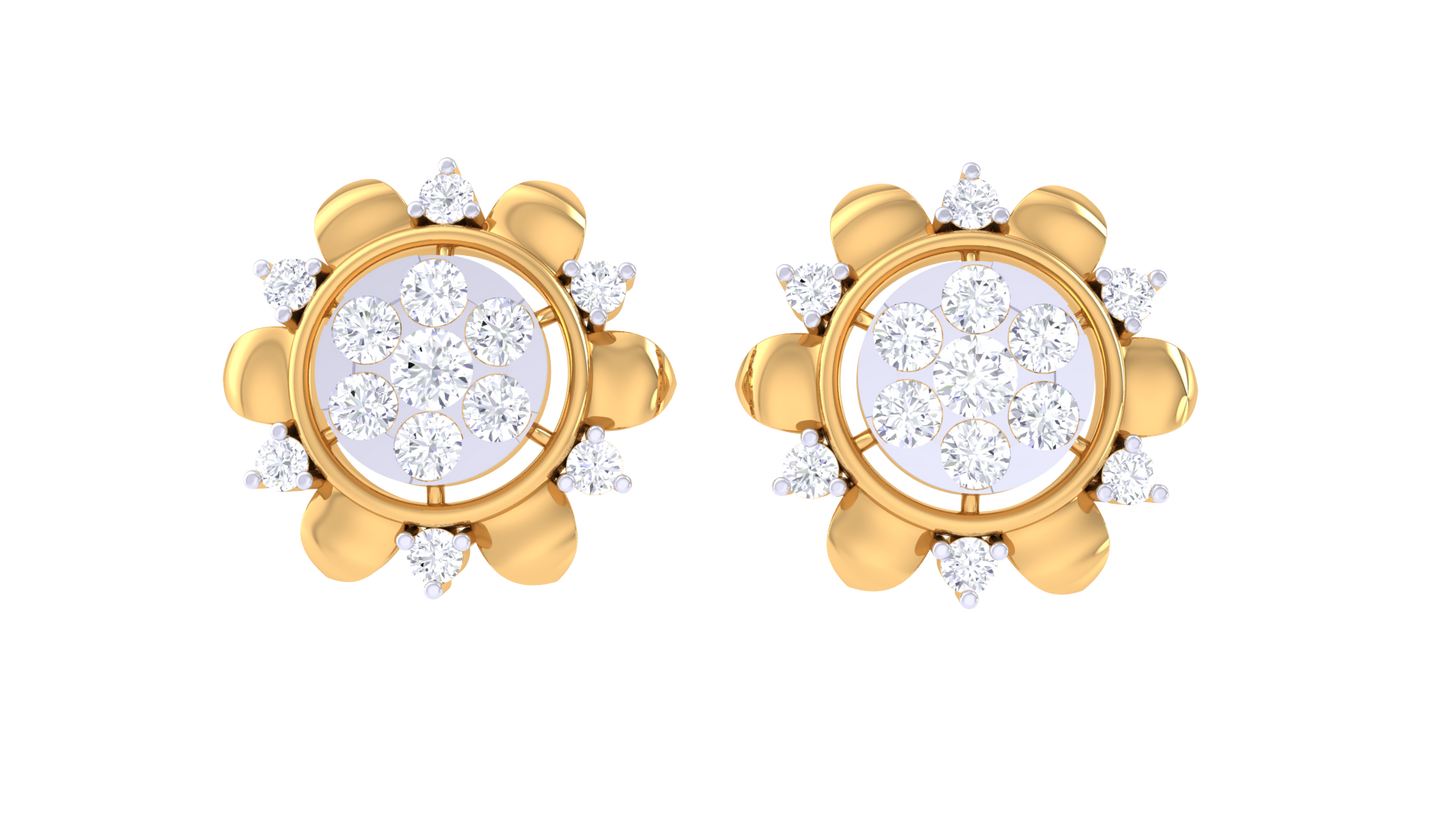 Twirling Blossom Diamond Stud Earrings - 0.81 Ct