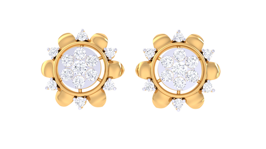 Twirling Blossom Diamond Stud Earrings - 0.81 Ct