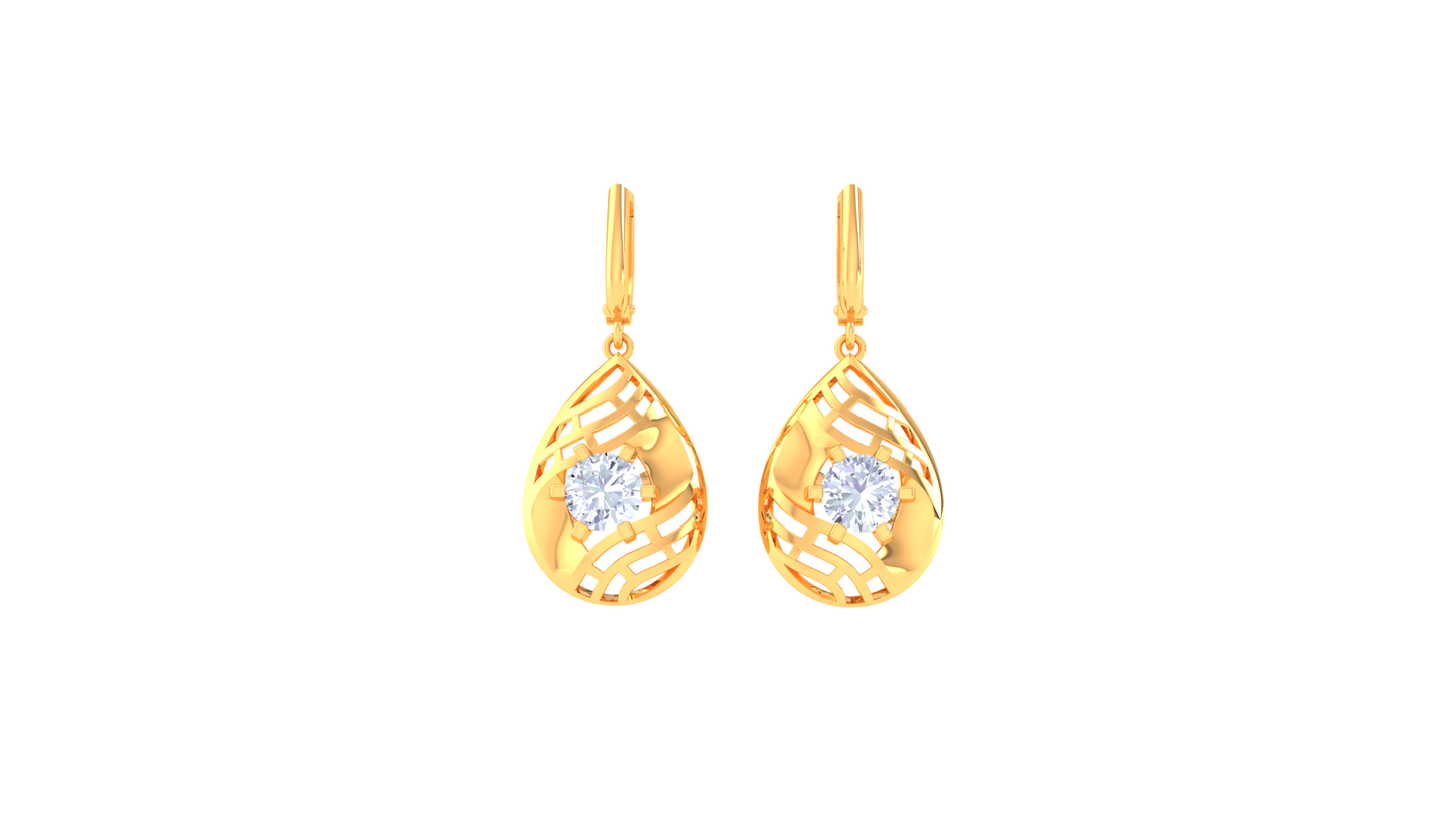 Shimmer Flow Golden Hoop Earrings - 0.64 Ct Round Diamond