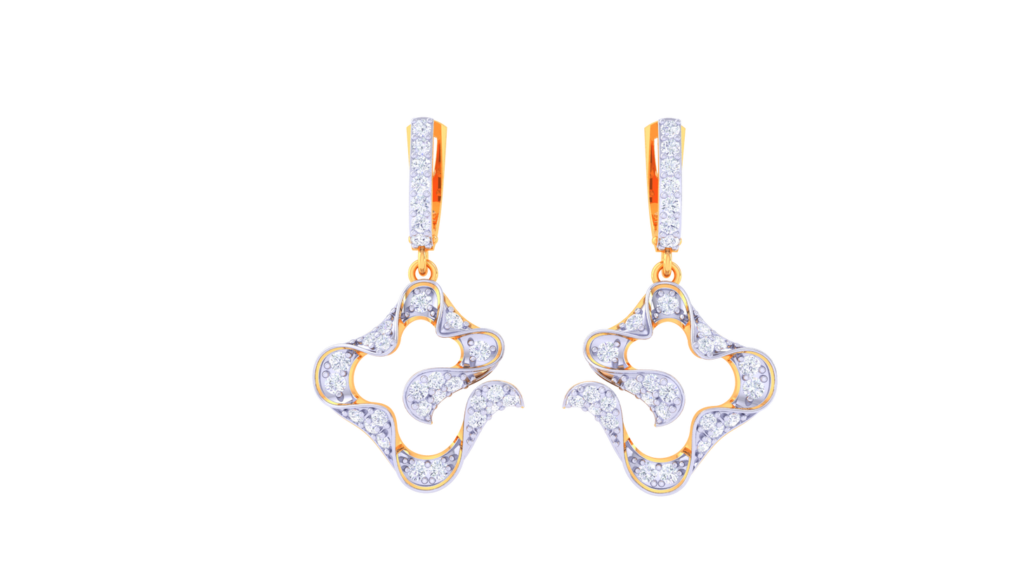The Quatrefoil Scroll Hoop Earrings - 0.64 Ct Diamonds