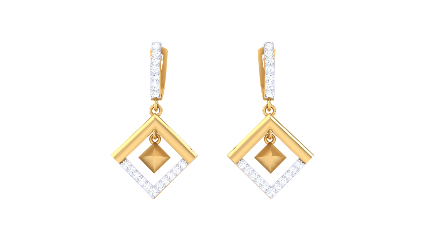 Square Orbit Diamond Hoop Earrings In Gold – 0.30 Ct