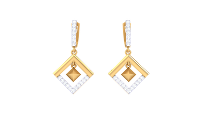 Square Orbit Diamond Hoop Earrings In Gold – 0.30 Ct