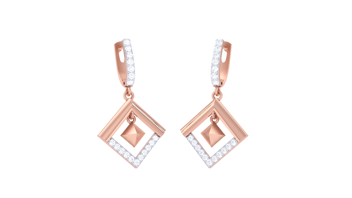 Square Orbit Diamond Hoop Earrings In Gold – 0.30 Ct