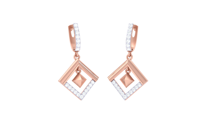 Square Orbit Diamond Hoop Earrings In Gold – 0.30 Ct