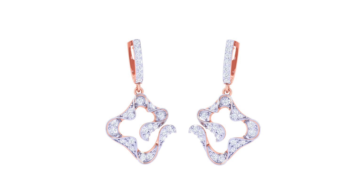 The Quatrefoil Scroll Hoop Earrings - 0.64 Ct Diamonds