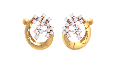 Vintage Mirquise Studs Earrings In Gold - 0.49 Ct Sparkling Round Diamonds