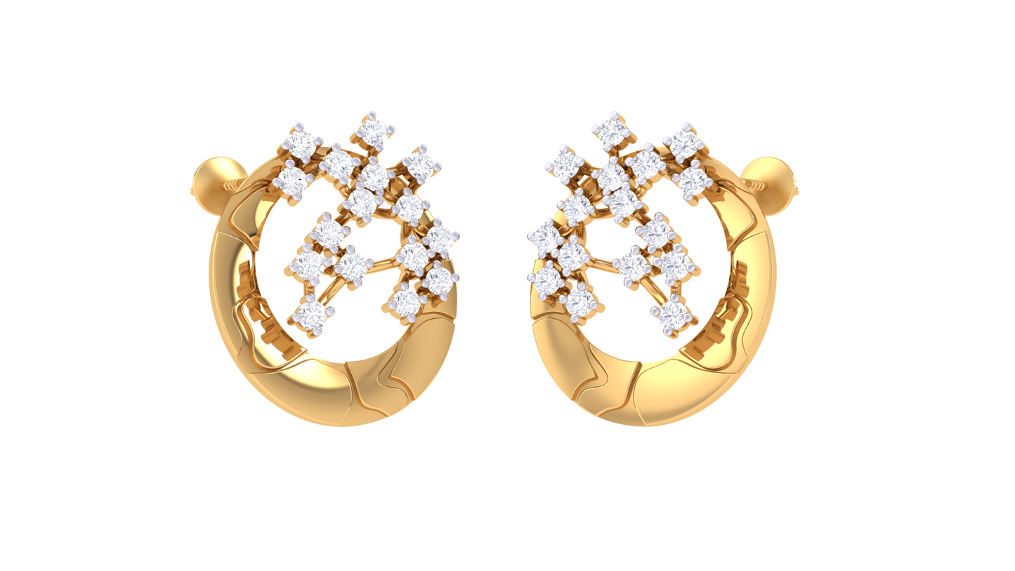 Vintage Mirquise Studs Earrings In Gold - 0.49 Ct Sparkling Round Diamonds