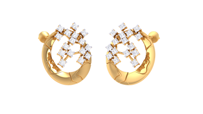 Vintage Mirquise Studs Earrings In Gold - 0.49 Ct Sparkling Round Diamonds