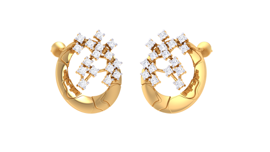 Vintage Mirquise Studs Earrings In Gold - 0.49 Ct Sparkling Round Diamonds