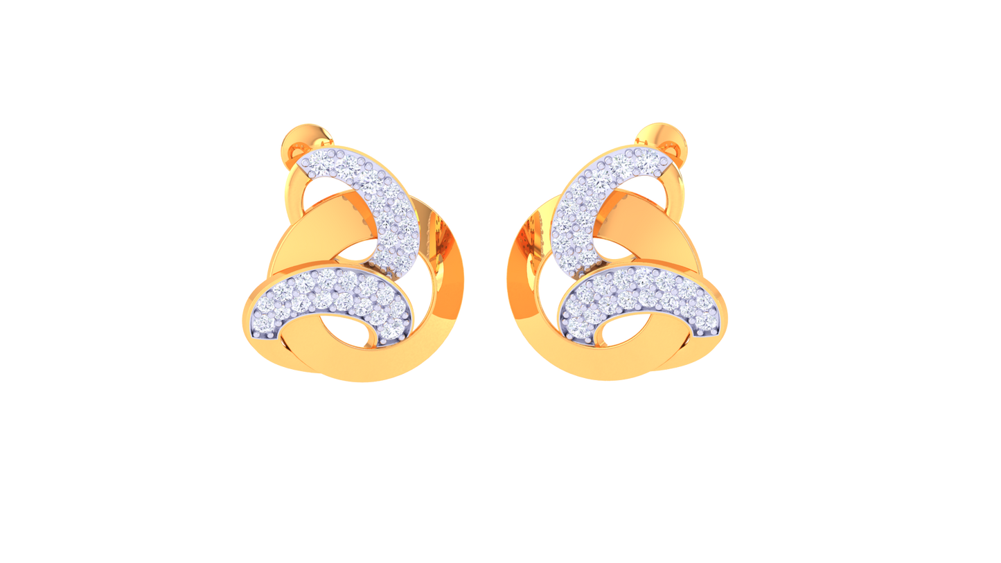 Infinity Loop Stud Earrings In Gold - 0.48 Ct Round Diamond