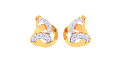 Infinity Loop Stud Earrings In Gold - 0.48 Ct Round Diamond