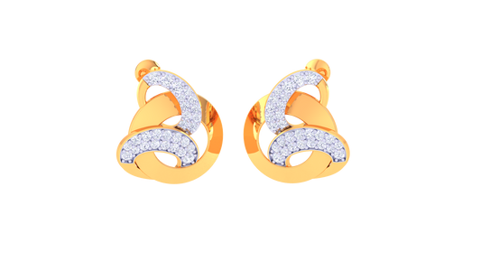 Infinity Loop Stud Earrings In Gold - 0.48 Ct Round Diamond