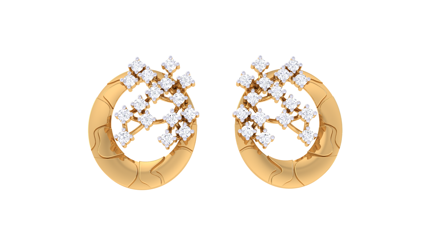 Vintage Mirquise Studs Earrings In Gold - 0.49 Ct Sparkling Round Diamonds