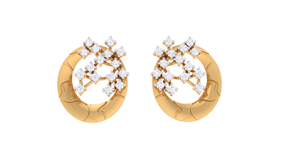 Vintage Mirquise Studs Earrings In Gold - 0.49 Ct Sparkling Round Diamonds