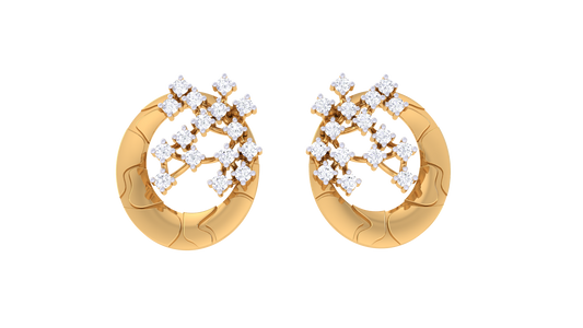 Vintage Mirquise Studs Earrings In Gold - 0.49 Ct Sparkling Round Diamonds
