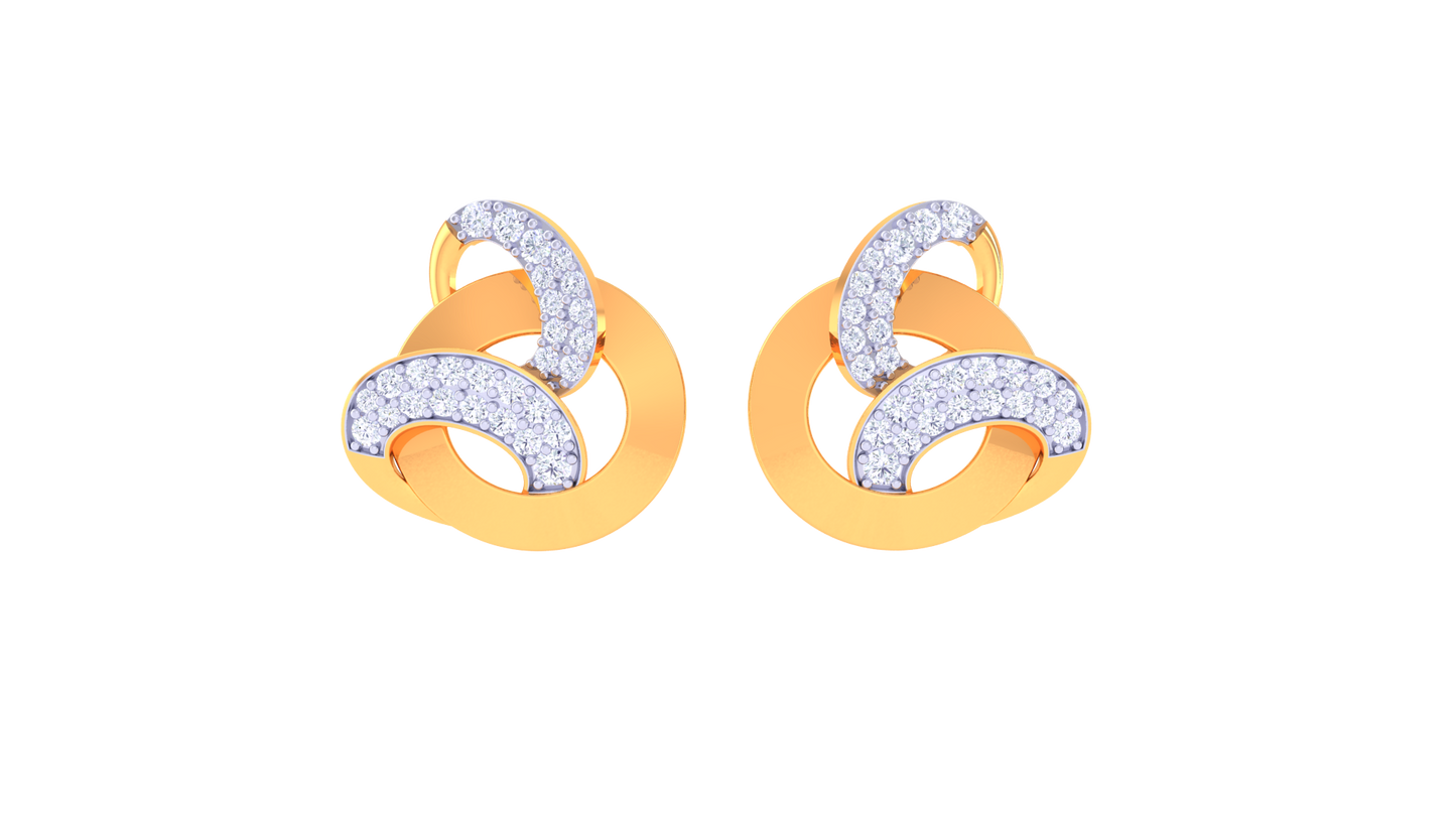 Infinity Loop Stud Earrings In Gold - 0.48 Ct Round Diamond