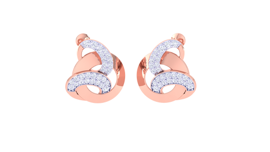 Infinity Loop Stud Earrings In Gold - 0.48 Ct Round Diamond