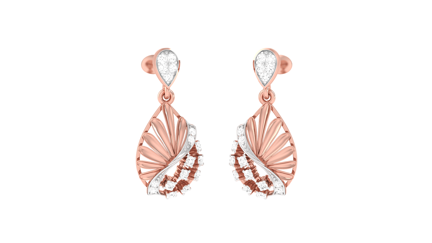 Floral Lace Diamond Drop Earrings - 0.21 Ct