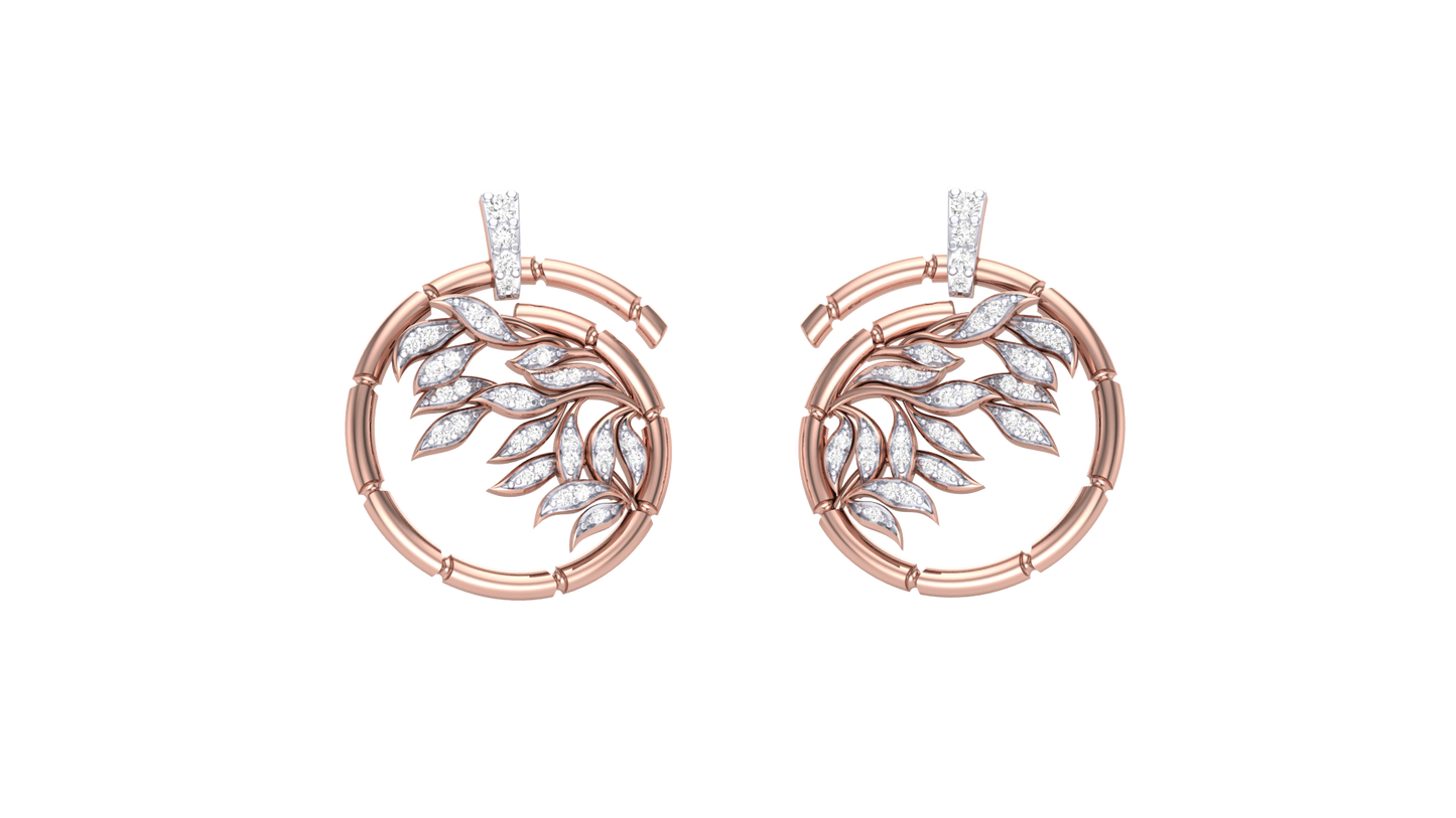 Blossom Curve Stud Earrings In Rose Gold - 0.22 Ct Sparkling Round Diamonds