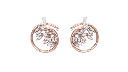 Blossom Curve Stud Earrings In Rose Gold - 0.22 Ct Sparkling Round Diamonds