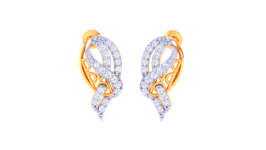 Ribbon Swirl Stud Earrings In Gold - 0.25 Ct Diamonds