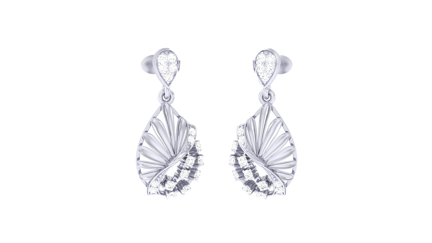 Floral Lace Diamond Drop Earrings - 0.21 Ct