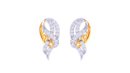 Ribbon Swirl Stud Earrings In Gold - 0.25 Ct Diamonds
