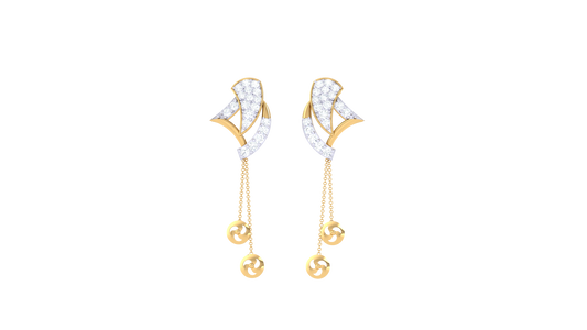 0.24 Ct Diamond Leaf Cascade Earrings In Gold With Chain Drop Detail