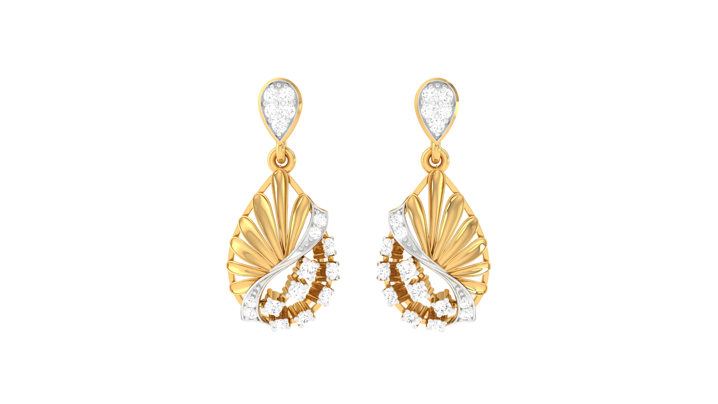 Floral Lace Diamond Drop Earrings - 0.21 Ct