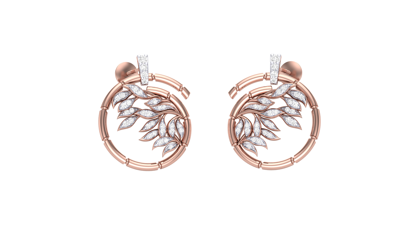 Blossom Curve Stud Earrings In Rose Gold - 0.22 Ct Sparkling Round Diamonds