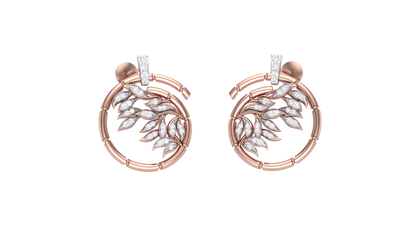 Blossom Curve Stud Earrings In Rose Gold - 0.22 Ct Sparkling Round Diamonds