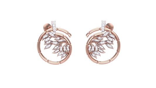 Blossom Curve Stud Earrings In Rose Gold - 0.22 Ct Sparkling Round Diamonds