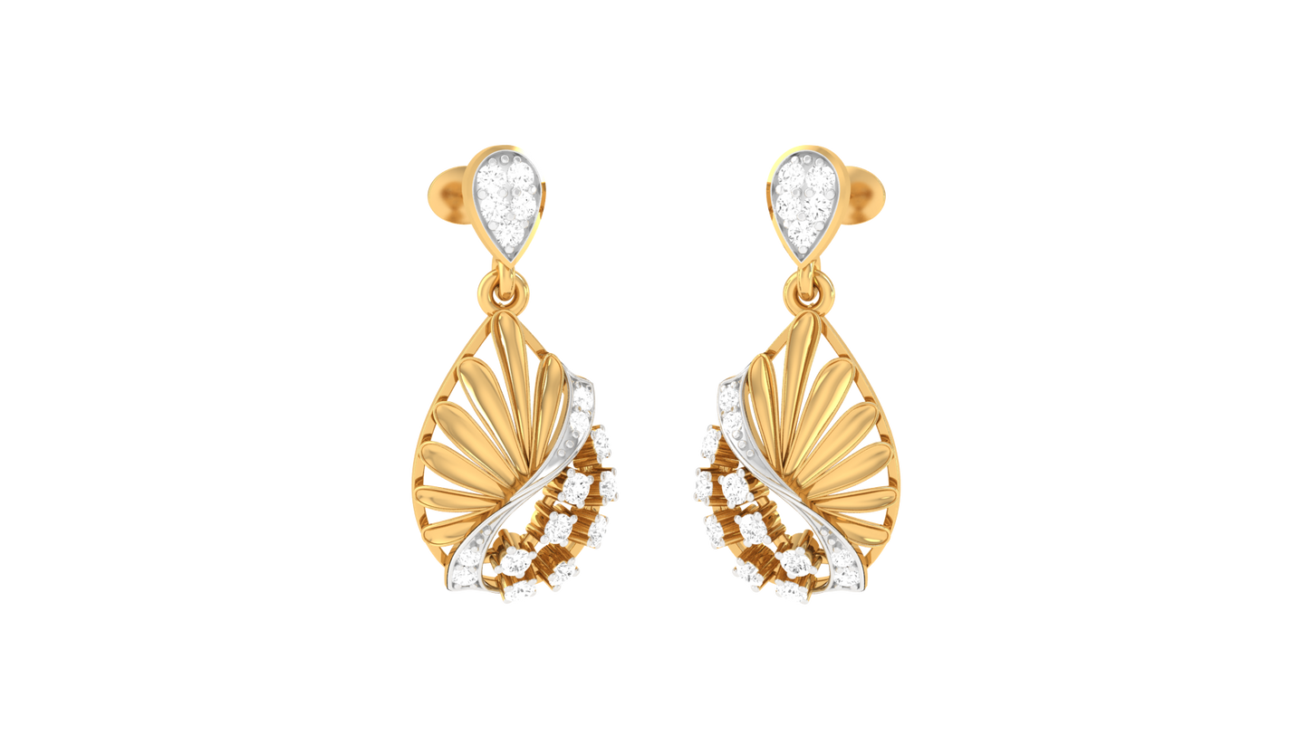 Floral Lace Diamond Drop Earrings - 0.21 Ct