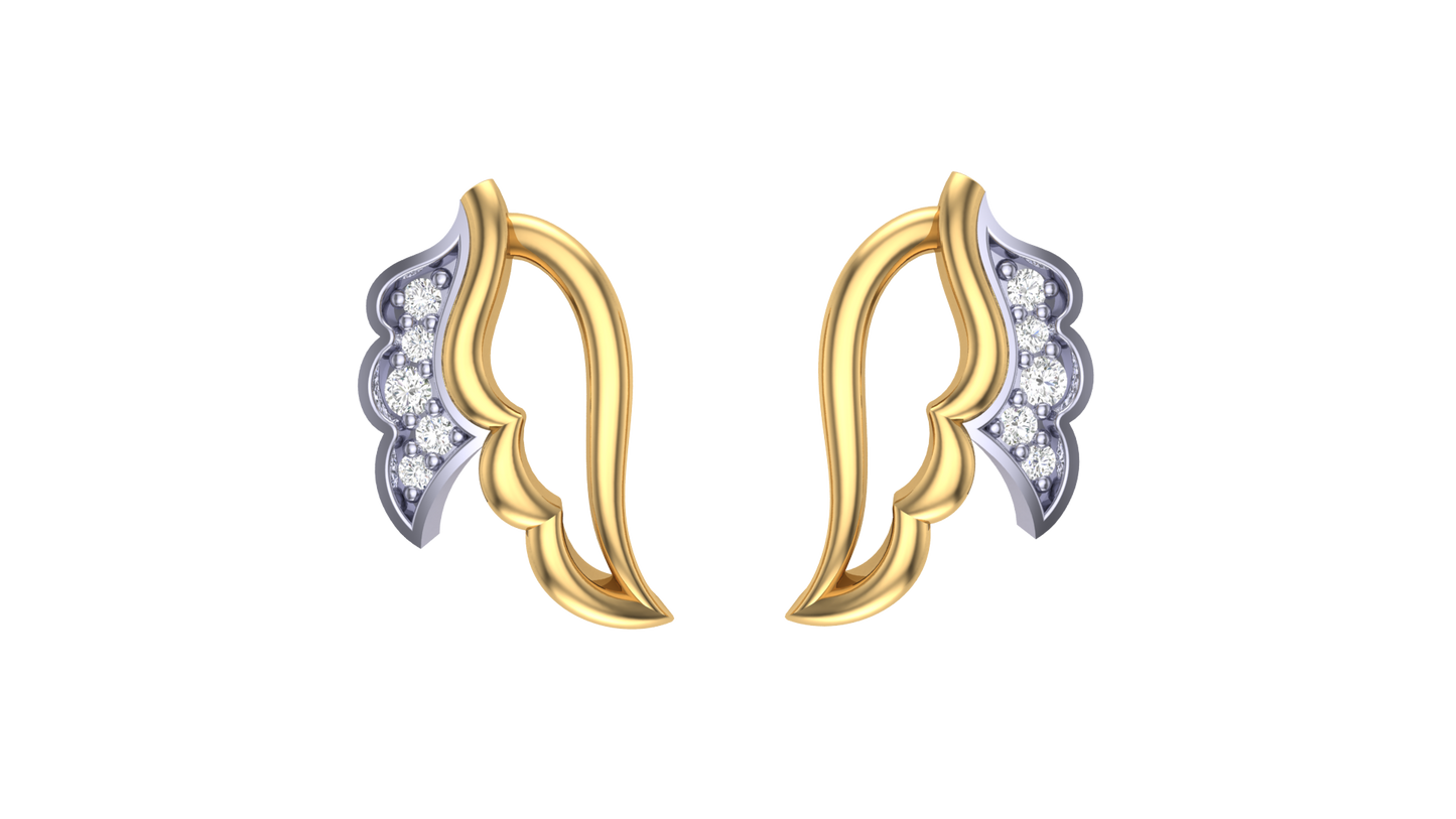 Celestial Pive Stud Earrings In Yellow Gold - 0.15 Ct Round Cut Diamonds