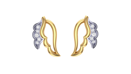 Celestial Pive Stud Earrings In Yellow Gold - 0.15 Ct Round Cut Diamonds