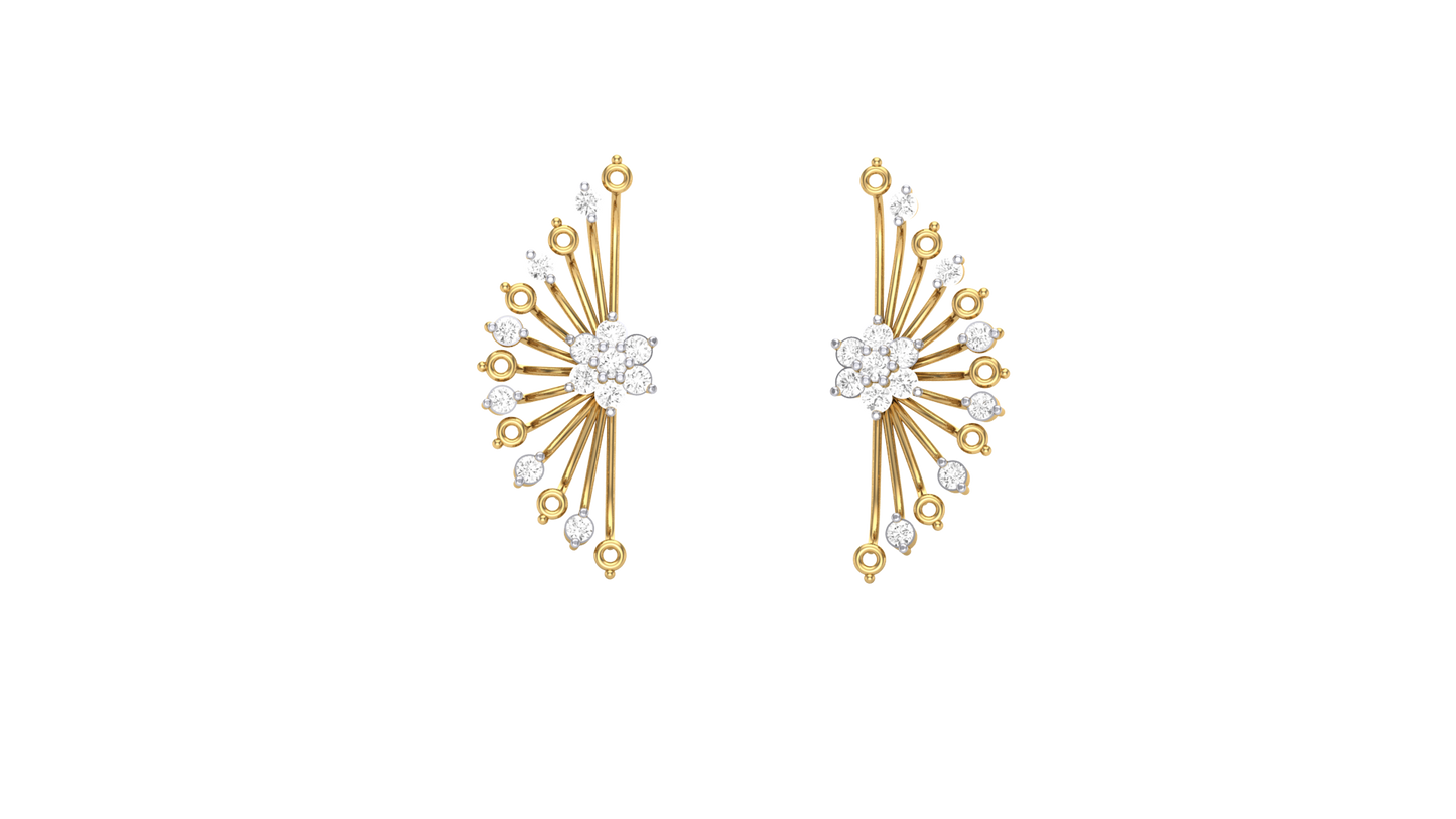The Celestial Flower Climbers Stud Earrings - 0.47 Ct Round Cut Diamonds In Gold