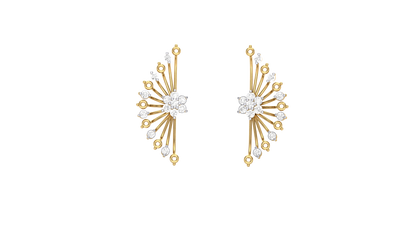 The Celestial Flower Climbers Stud Earrings - 0.47 Ct Round Cut Diamonds In Gold