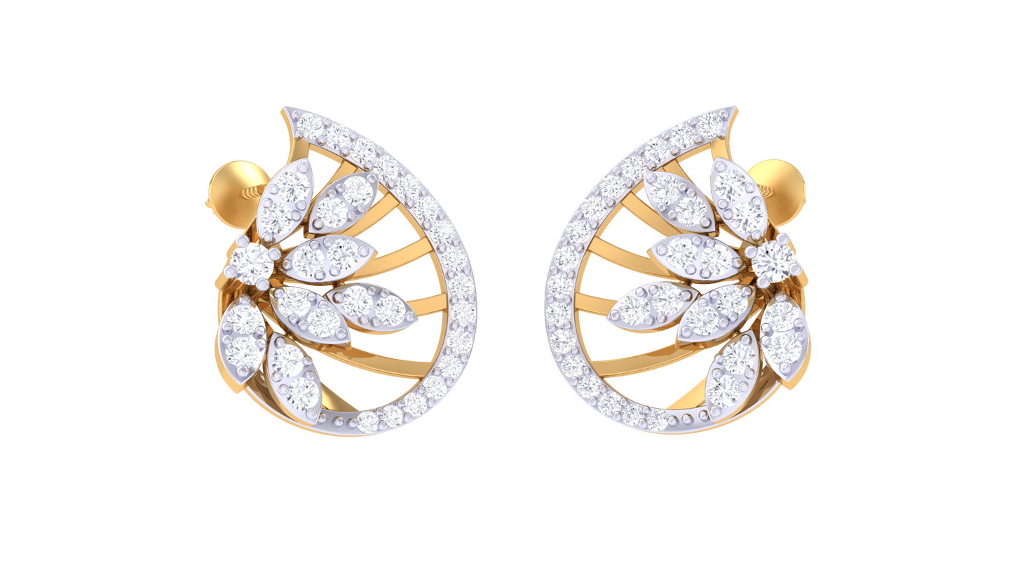 Bloom Arch Stud Earrings in Gold - 0.62 Ct Rund Diamonds