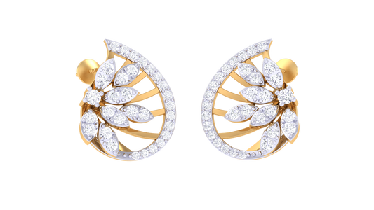 Bloom Arch Stud Earrings in Gold - 0.62 Ct Rund Diamonds