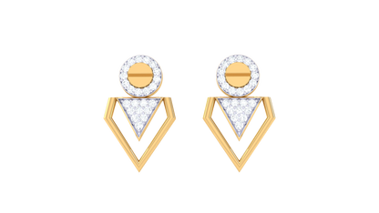 Geometric Drop Earrings With Gold Circle & Triangle Motif - 0.26 Ct Brilliante Diamonds