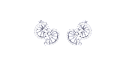 Wheel Solitaire Stud Earrings In Yellow Gold - 0.50 Ct Round Cut Diamonds