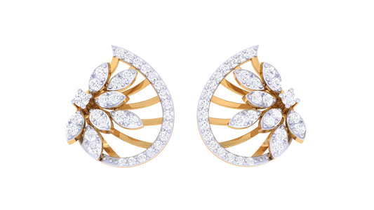 Bloom Arch Stud Earrings in Gold - 0.62 Ct Rund Diamonds