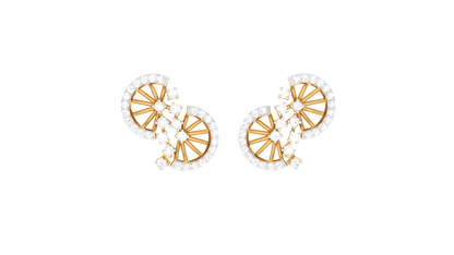 Wheel Solitaire Stud Earrings In Yellow Gold - 0.50 Ct Round Cut Diamonds