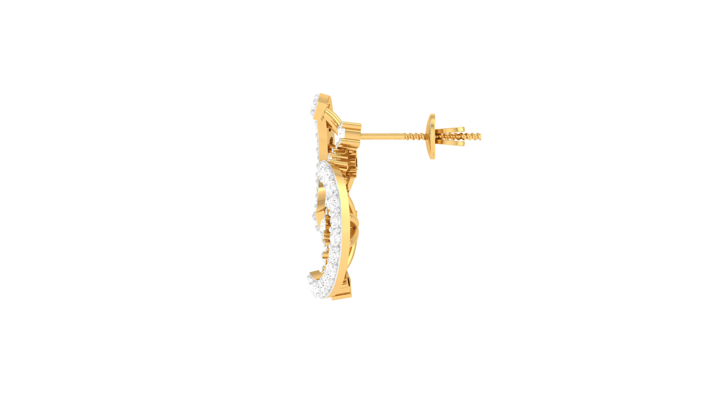 Wheel Solitaire Stud Earrings In Yellow Gold - 0.50 Ct Round Cut Diamonds